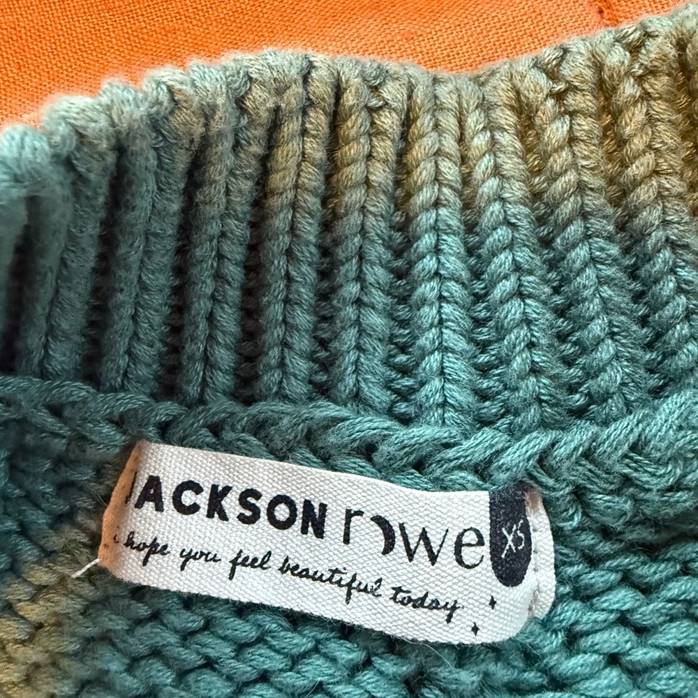 Jackson Rowe Teal cable knit sweater